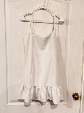 NWOT glam White Ruffle-Hem Slip Dress